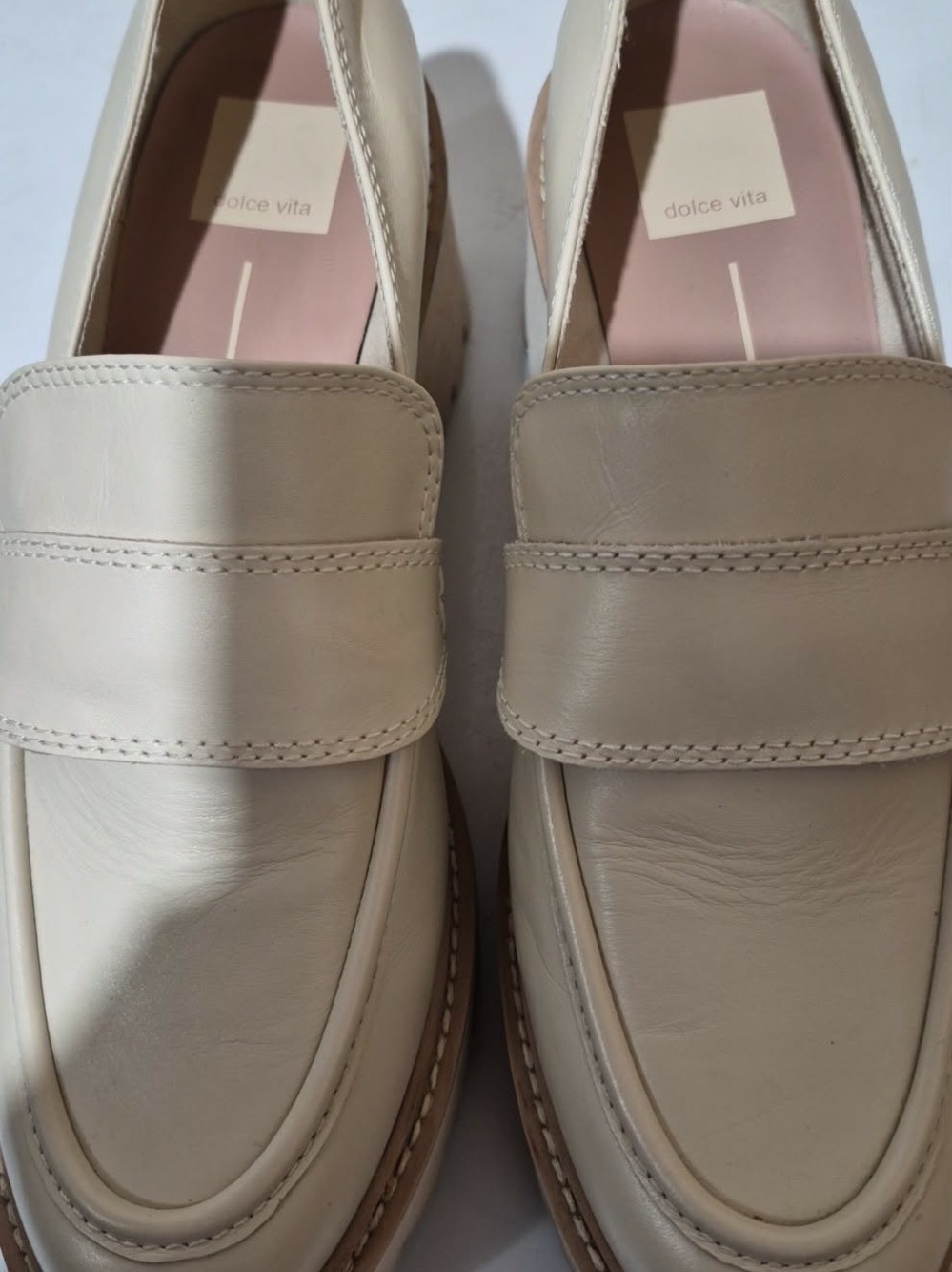 Dolce Vita Cream Leather Penny Loafers